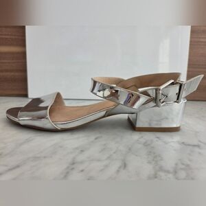 Silver Metallic Block Heels